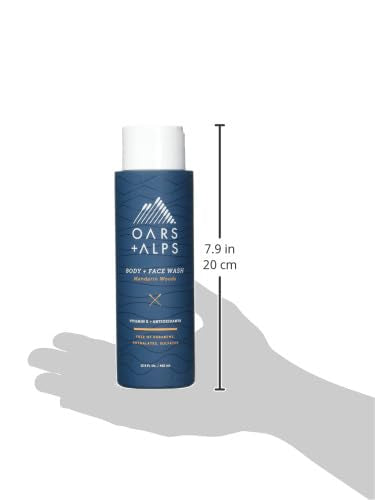 Oars + Alps Mens Moisturizing Body and Face Wash, Skin Care Infused with Vitamin E and Antioxidants, Sulfate Free, Mandarin Woods, 13.5oz, 1 Pack