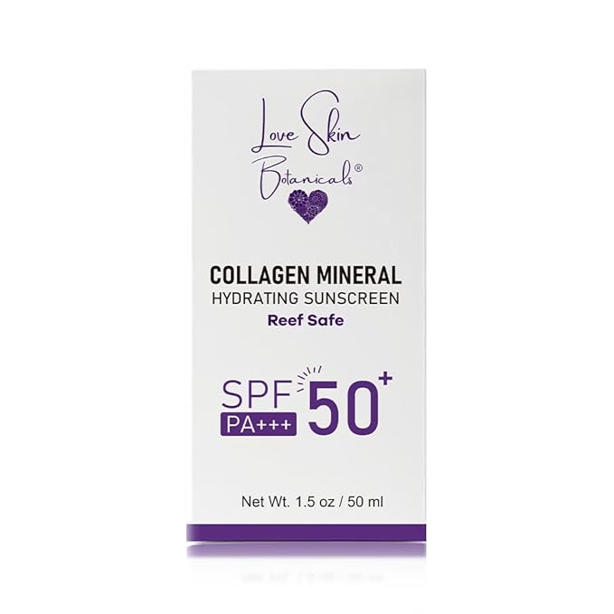 Collagen Mineral Sunscreen SPF 50 PA+++ – Clear-No Tint | 100% Mineral, Reef-Safe, Chemical-Free, Unscented, Daily Face Sunscreen