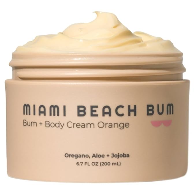 Miami Beach Bum Bum + Body Cream Orange, Oregano Bum Bum Cream For Body Acne & Razor Bumps, pH-Balanced Moisturizer, 6.7 oz