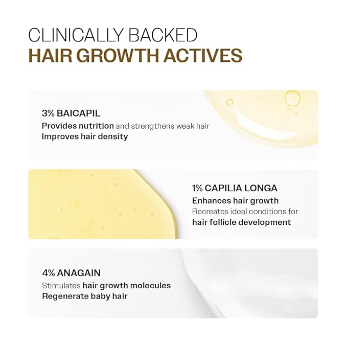 Bare Anatomy Advanced Hair Growth Serum| 3% Redensyl - 2x Better Results than Minoxidil | +4% Anagain + 3% Baicapil | Rosemary, Biotin | Hair growth & Hair fall control serum for Women Men | Pack of 3