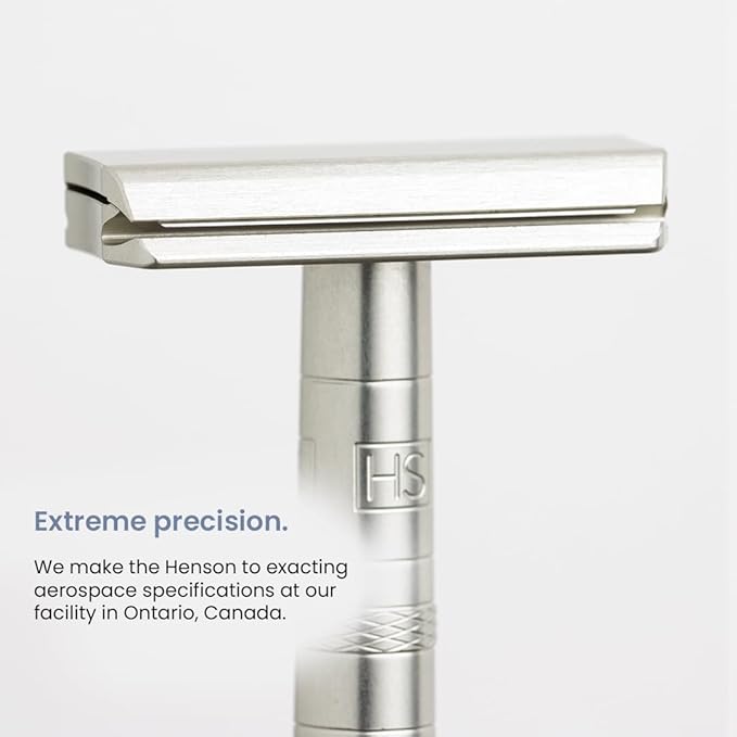 Henson Shaving Razor - Tan Double Edge Safety Razor with 5 Spare Blades - 30° Angled Precision With Superior Blade Rigidity- Reusable Single Blade Razors For Men and Women - Mild Aggression
