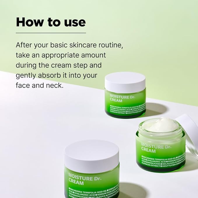 ISOI Moisture Dr. Soothing Cream, Deep Hydration with Hyaluronic Acid, Lightweight Face Moisturizer Korean for Oily Skin & Sensitive Types, Korean Moisturizer Face Cream (2.37 fl. oz, 70ml)