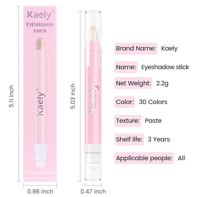evpct 1Pcs Blonde Shimmer Cream Eye Shadow Brightener Sticks for Eyes Waterproof Pigmented, Double Ended Cream Eyeshadow Stick Pencil Pen with Applicator, Eye Shadow Palette Highlighter Makeup 38
