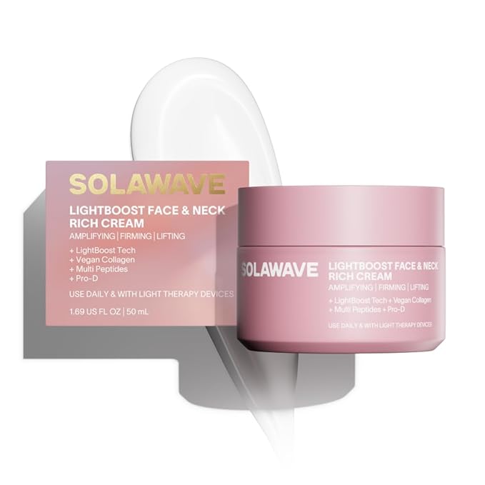 Solawave LightBoost Rich Cream for Face & Neck | Boosts Effects of Red Light Therapy | Daily Anti Aging & Skin Firming Moisturizer | Reduces Appearance of Fine Lines & Wrinkles, Increases Hydration