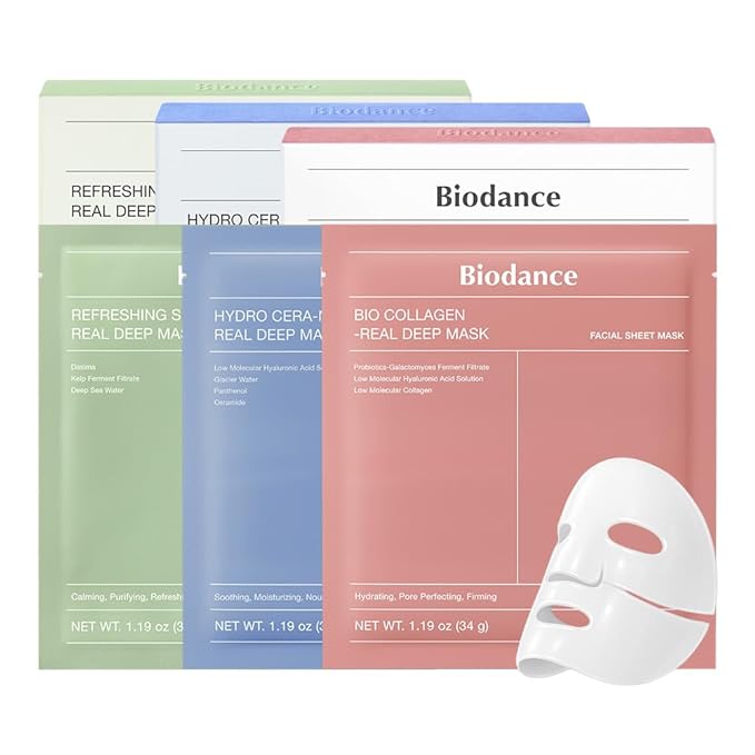 BIODANCE Total Solution Trio: Bio Collagen & Ceramide Panthenol & Sea Kelp Real Deep Mask Set, Firming, Hydrating, Claming Kit, Korean Skin Care, Gifts for women, Skin Care Set