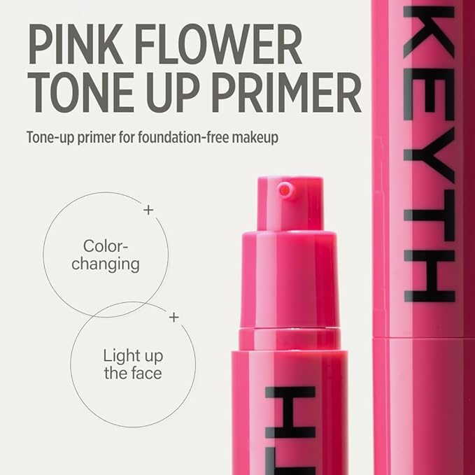 KEYTH PINK FLOWER TONE UP PRIMER (20ML, 0.67 FL.OZ.) / Color-changing Capsules, Tone Care, Luminous&Radiant Finish, Skin Conditioning, Blemish Cover, Enhancing makeup
