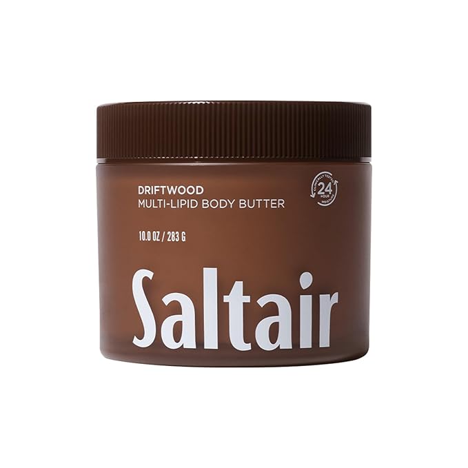 Saltair Multi-Lipid Body Butter - Rich, Nourishing Hydrating Body Cream with Ceramide Complex, Coconut Oil, Shea Butter, and Sea Buckthorn. Moisturizing Dry Skin Care. 10oz Jar - Driftwood