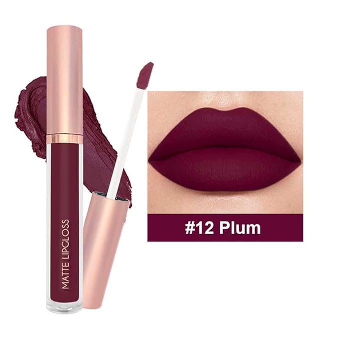 BestLand 3PCS Velvet Temptation Dark Nude Liquid Lipstick Set, Matte Lip Gloss Long Lasting Waterproof, Full Coverage Smudge Proof Lip Color with Caramel Berry Plum Shades for Bold Sexy Makeup Looks