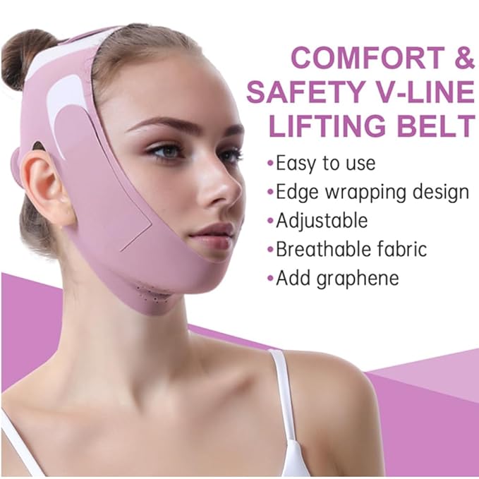Graphene V-Line Mask Chin Up Mask V Shaped Face Mask Chin strap for sleeping,Jawline Shaper,Lilac,Small