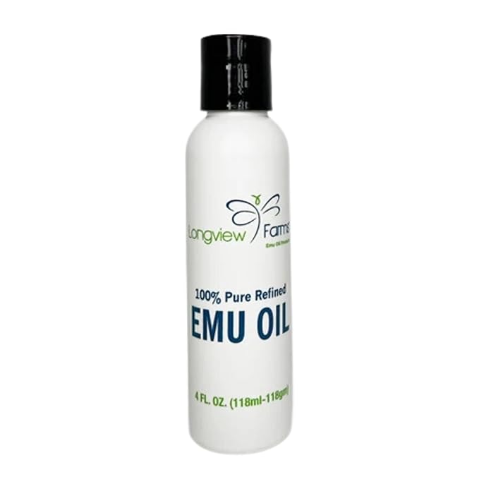 Longview Farms® Emu Oil for Hair and Body - 100% Pure & Refined Emu Oil for Skin & Hair Care | Premium Quality Hydration & Nourishment | 4 Fl. Oz