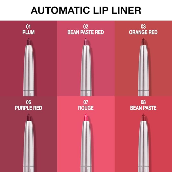 evpct Silky Lip Liner Pencil Retractable, Ruby Red Smooth Lip Liner Creamy Velvet Lipliner Long-Lasting for Korean Makeup Contouring Matte Lip High Pigmented Rich Colors Crayon Lipstick Pen 02
