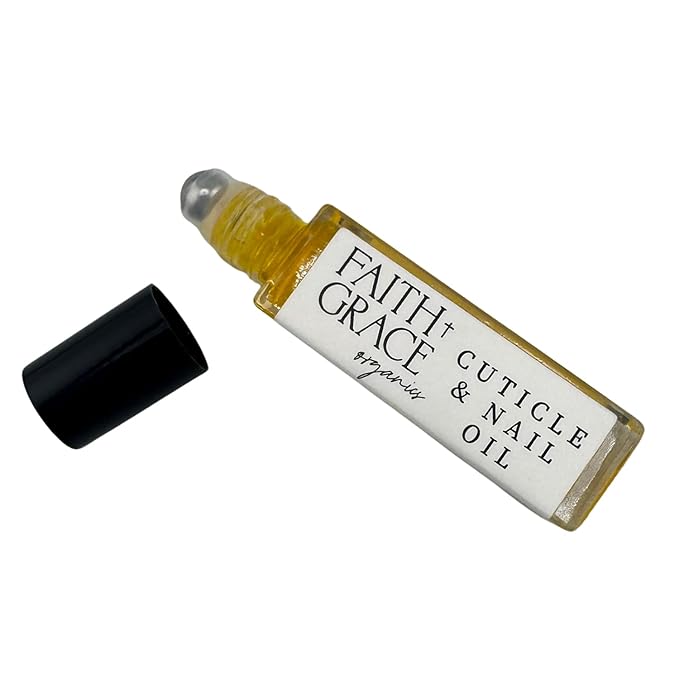 Faith and Grace Organics, Organic Cuticle and Nail oil, glass roller bottle, Made in USA
