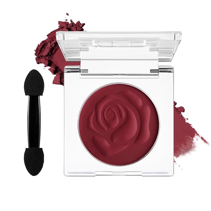 DE'LANCI Wine Red Eyeshadow Matte Single, Intense Color Claret Red Eyeshadow Palette, Pigmented Smooth Formula Dark Red Makeup for Girl and Women, for Eyes Face Body Paint Halloween SFX Gothic Makeup