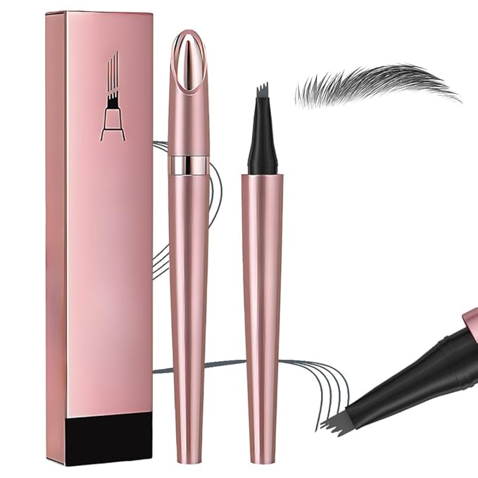 2025 Premium Microblading Eyebrow Pen, Waterproof Eyebrow Pencil, Eye Brow Pen with 4 Tip, Natural Magic Eyebrow Makeup Fine Stroke Contouring Pencil Long-Lasting Stay on All Day (Gray)