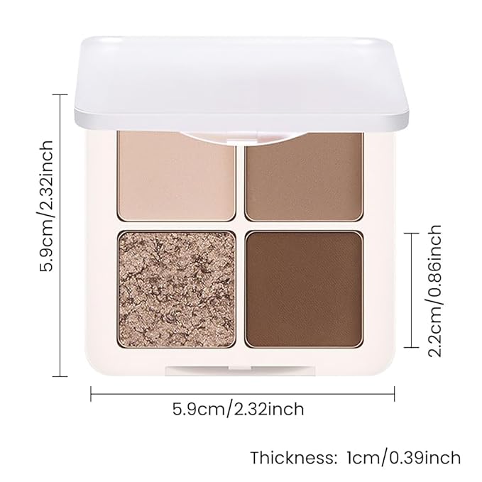 Neutral Nude Brown Eye Shadow Palette, Metallic and Shimmer Magic Eyeshadow Makeup, Velvety Pigmented Creamy Formula, Four Way Quad Eye Shadow Palette For Old Women, (02#Nude Brown)