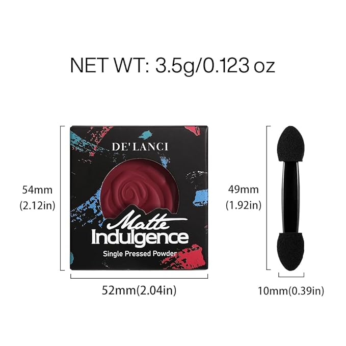 DE'LANCI Wine Red Eyeshadow Matte Single, Intense Color Claret Red Eyeshadow Palette, Pigmented Smooth Formula Dark Red Makeup for Girl and Women, for Eyes Face Body Paint Halloween SFX Gothic Makeup