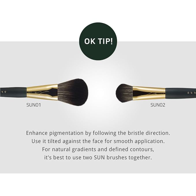 SOO ADOR okhee Contour Brush SUN02 - Angled Brush for Precise Contouring | K-Pop Makeup Artist Seo Ok Design | Synthetic Bristles, Black