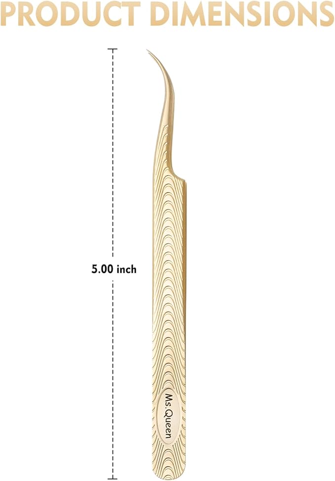 Ms.Queen Lash Tweezers for Eyelash Extension-Professional Lashing Tweezers for Mega Volume Mink Eyelashes Extensions Applying,Curved