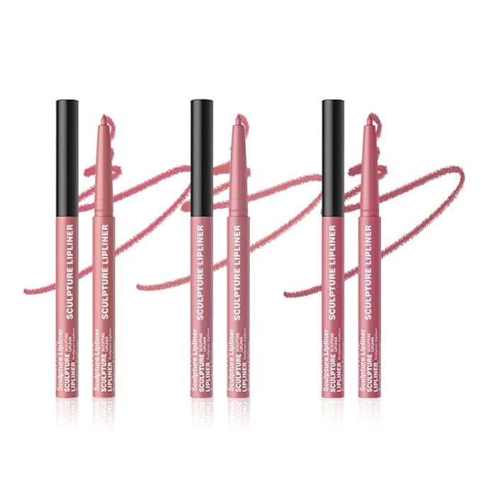 Matte Lip Liner Pencil Set, 12 Colors, Waterproof, Smudge-Proof, Long-Lasting, Semi-Glossy Finish for Defining, Contouring (2#, 3Count (Pack of 1))