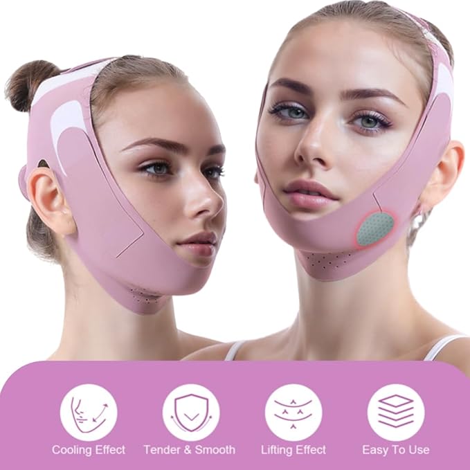 Graphene V-Line Mask Chin Up Mask V Shaped Face Mask Chin strap for sleeping,Jawline Shaper,Lilac,Small