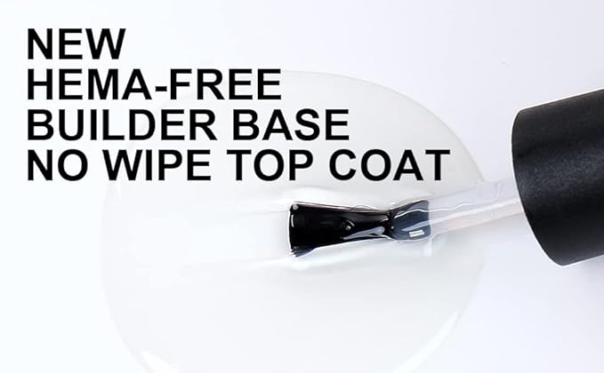 AIMEILI Soak Off Hema-Free Gel Nail Polish Cruelty Free Vegan Builder Base and No Wipe Top Set - 2 x 15ml