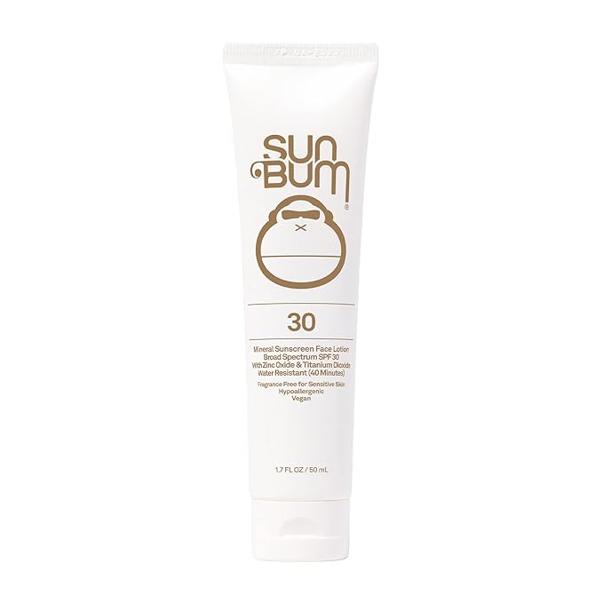 Sun Bum Mineral SPF 30 Face Sunscreen - Non-Tinted - Broad Spectrum Moisturizing Sunscreen with Vitamin E - Hawaii 104 Act Compliant (Made without Octinoxate & Oxybenzone) - Travel Size - 1.7 oz