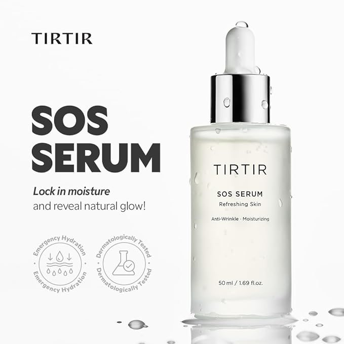 TIRTIR SOS Serum - Radiant Glow Boosting Face Serum - Plumping, Anti Aging, Hydrating - Visibly Smooth and Glowy Skin - Fragrance Free for All Skin Types, 1.69 fl.oz.