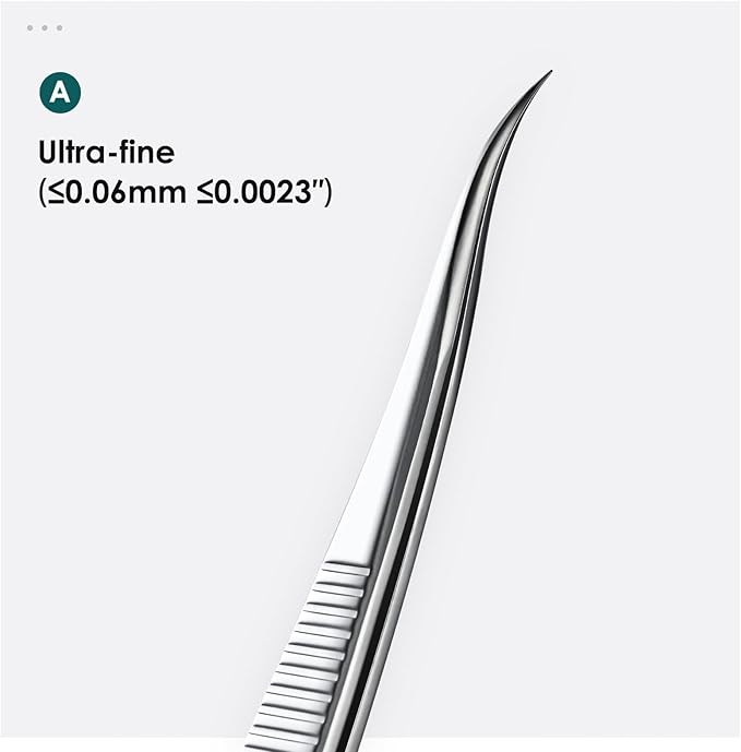 Super Sharp Pointed Tweezers, Precision Fine Point Tip Ingrown Hair Removal Tool, Professional Facial Blackhead Tweezers, Pimple Popper, Penguin Curve Design, Non-Magnetic