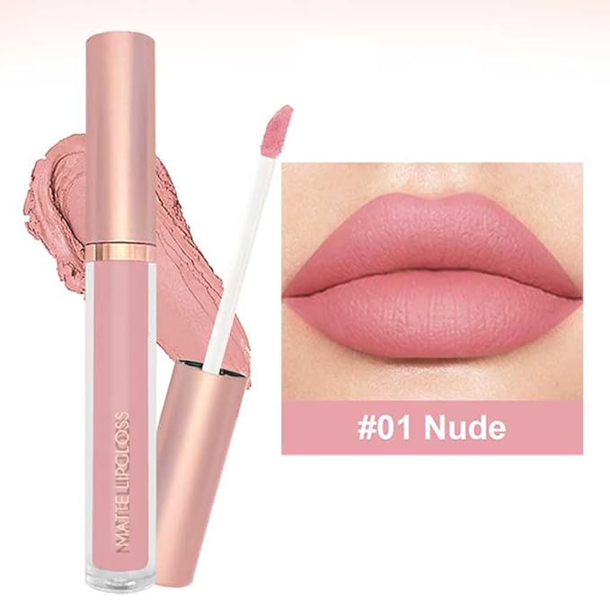 3PCS Soft Romantic Nude Liquid Lipstick Set, Matte Lip Gloss Long Lasting Waterproof, Lightweight Velvet Finish Lip Color for Daily Wear, Transfer-Resistant Moisturizing Nude Rose Creamy Shades
