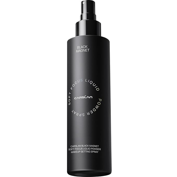 CARSLAN Black Magnet Liquid Powder Makeup Setting Spray, 16H Longlasting Oil Control Lock Face Makeup, Smudgeproof, Waterproof Finishing Spray, 100ml/3.4 Fl Oz