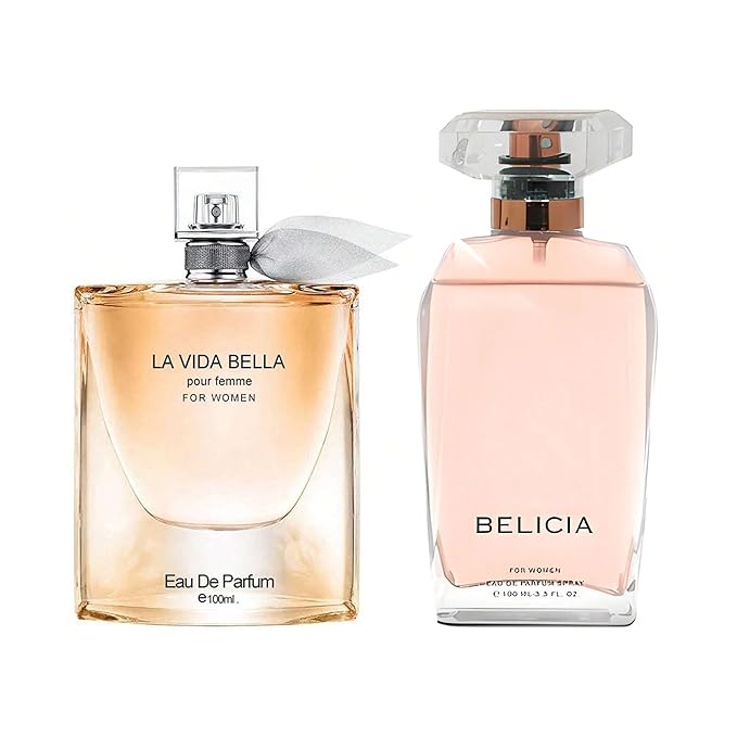 Women's Perfume La Vida Bella& Belicia Combo Set Eau De Parfum Long Lasting Fragrance 3.4 Fl Oz Spray Each for Daily Used