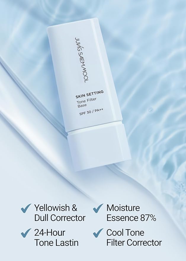 JUNG SAEM MOOL Skin Setting Tone Filter Base 1.35 Fl Oz, Blue-Tone Correcting Primer for Yellow and Dull Skin, Hydrangea Collagen for Hydration, Pore-Smoothing Face Primer, Korean Base Makeup