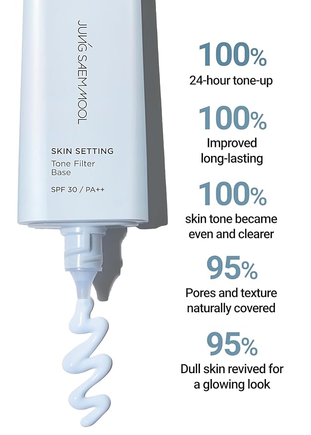 JUNG SAEM MOOL Skin Setting Tone Filter Base 1.35 Fl Oz, Blue-Tone Correcting Primer for Yellow and Dull Skin, Hydrangea Collagen for Hydration, Pore-Smoothing Face Primer, Korean Base Makeup