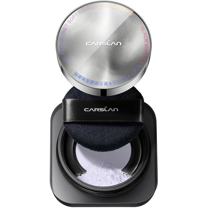 CARSLAN 2.0 Black Magnet Soft Focus Make Up Powder, Waterproof Loose Setting Powder, 24H Longlasting, Oil Control, Talc-Free Face Powder, 02 Light Purple For Oily Skin, 0.28Oz