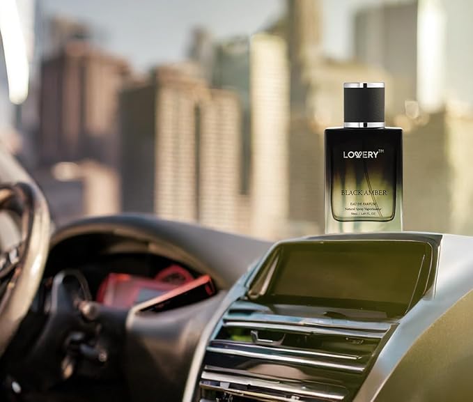 LOVERY Dads Gifts - Black Amber Mens Perfume 4 in 1 Deodorant & Cologne Gift Set - 4pc Mens Cologne Set - Parfum, Antiperspirant Deodorant Stick, Aftershave Gel, Masculine Birthday Perfumes for Men