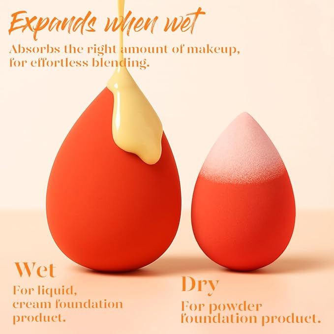 BEAKEY Makeup Sponge Set 5 Pack Micro Porous Low Absorption Soft Latex Free Foundation Beauty Sponges & Blenders for Powder Cream, Stocking Stuffers for Women