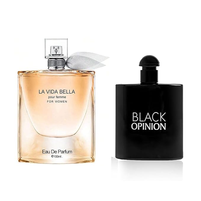 Women's Perfume La Vida Bella& Black Opinion Combo Set Eau De Parfum Long Lasting Fragrance 3.4 Fl Oz Spray Each for Daily Used