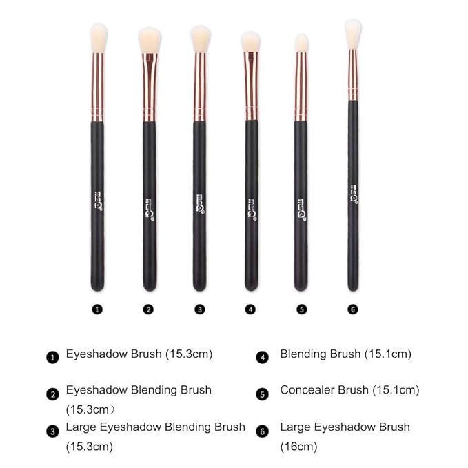 MSQ Eye Brush Set Rose Gold 6pcs Eyeshadow Set Eyebrow Brush Makeup Brushes Eyeliner Brush for Eyeshadow, Eyebrow, Eyeliner, Blending, Concealer, Best for Gifts