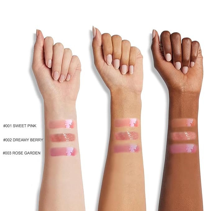 Lip Plumper Gloss, Tinted Nourishing Lip Filler with Peptides, Vitamin E, Moisturizing Plumping Lip Gloss Plumper for Fuller-Looking Lips (#001 SWEET PINK)