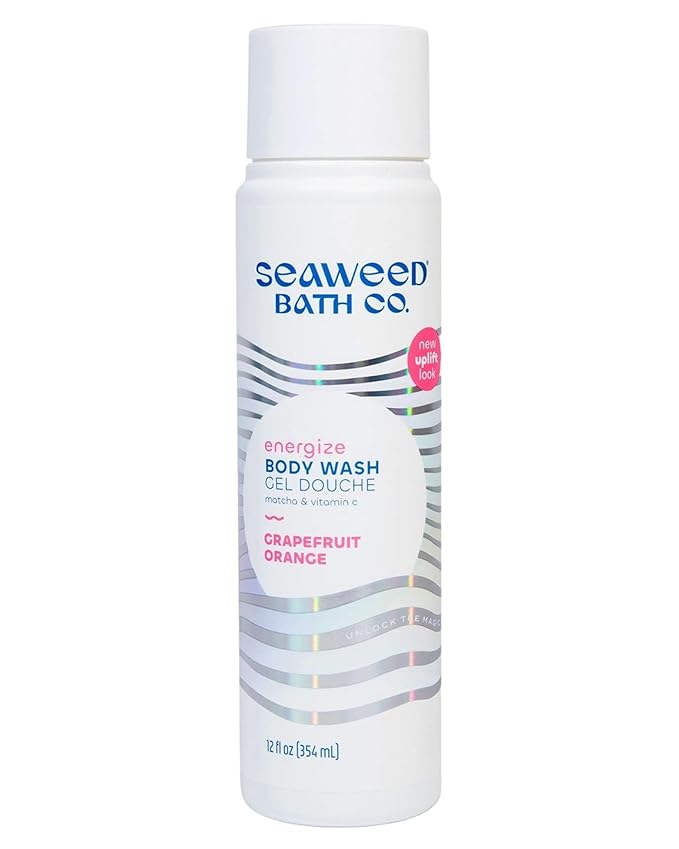 Seaweed Bath Co. Energize Body Wash, Grapefruit Orange Scent, 12 Ounce, Shower Gel for Men & Women, Vegan, Paraben Free, Sulfate Free, Cruelty Free