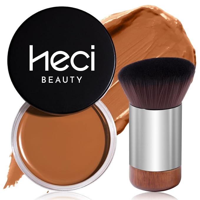 Cream Bronzer with Brush, Creamy & Highly Pigmented Formula, Blendable Cream Contour Makeup with a Natural, Matte Finish - Buildable Formula for Shimmer-Free, Medium tan, 0.7 Oz