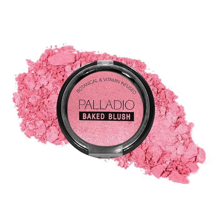 Palladio Baked Blush, Highly Pigmented and Shimmery Powder, Apply Dry for Natural Glow or Wet for Dramatic Radiance, Easy to Blend Makeup Blush, Apply Blusher with Blush Brush, Blushin, 2.5g