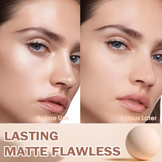 Kaely Oil Control Face Pressed Powder, Perfection Matte Compact Powder, Long Lasting Waterproof Finishing Powder Makeup, polvo compacto de maquillaje, Lightweight, Vegan, 23AD White