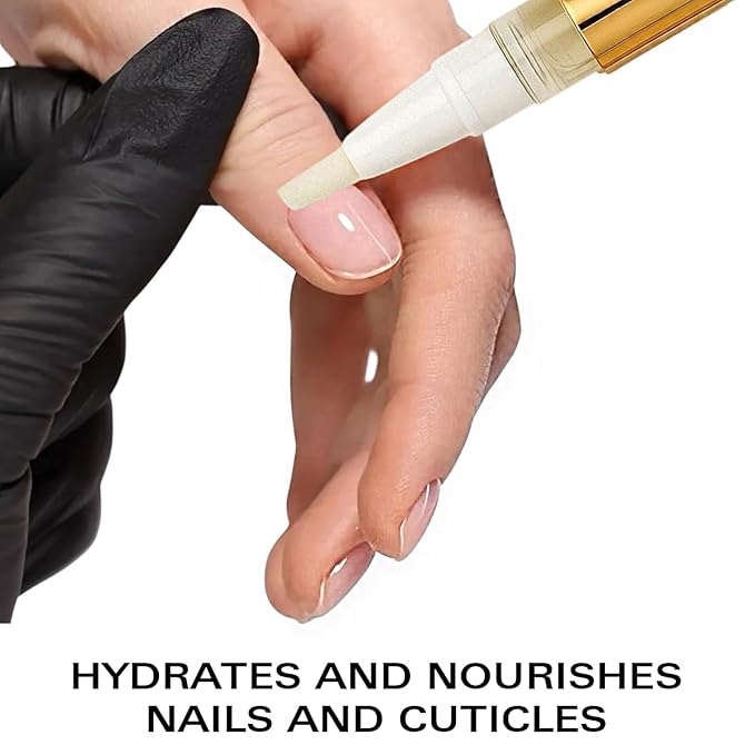 Nail Oil Cuticle Pen - Jasmine - Nail Strengthener & Growth Serum with Vitamin A, D, E, B5, Grapeseed & Natural Oils - Repair for Brittle, Peeling, Thin Nails - Twist Brush Pen