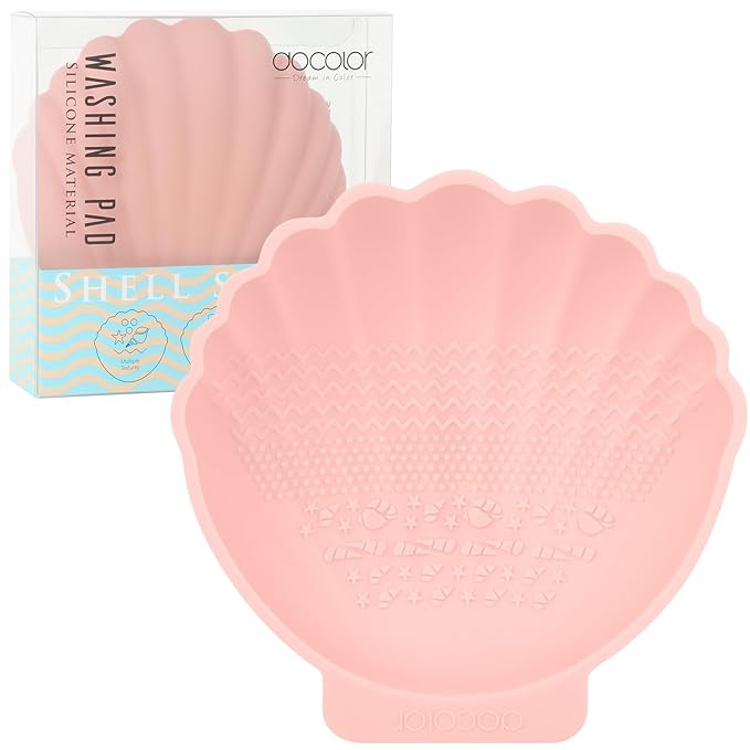 docolor Silicone Makeup Brush Cleaner Mat Shell shape make up brush cleaner pad Big Size, Makeup Brush Cleaning Mat, Brushes Cleaning Tool, Portable Washing Tool for Makeup Cosmetic Brushes