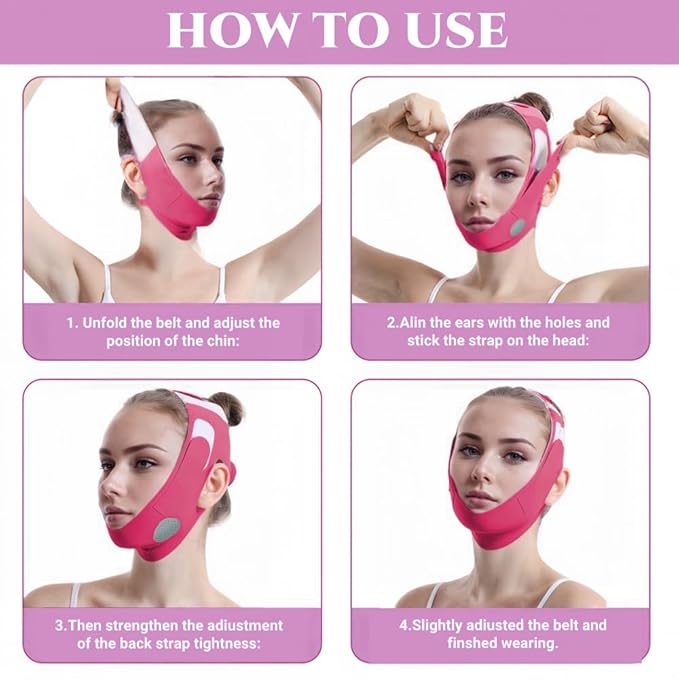Graphene V-Line Mask Chin Up Mask V Shaped Face Mask Chin strap for sleeping,Jawline Shaper,red,Small