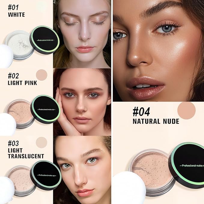 Kaely Longwear Loose Setting Powder, Face Finishing Powder Long Lasting Waterproof, Polvo suelto Face Brightener Makeup, Soft Matte Finish, Vegan & Cruelty-Free, 04 Natural Nude