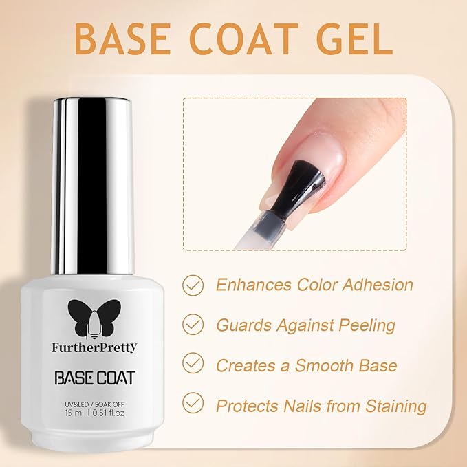 Builder Gel Nail Kit, 3PCS Set 15ml No Wipe Top Coat, Base Coat, and Nail Glue Gel for Nail Extension, UV LED Soak Off Gel Nail Polish Kit for Home Manicure and Professional Salon Use