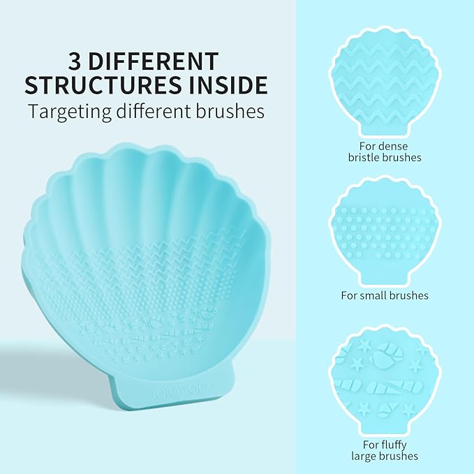 Docolor Silicone Makeup Brush Cleaner Mat Shell shape make up brush cleaner pad Big Size, Makeup Brush Cleaning Mat, Brushes Cleaning Tool, Portable Washing Tool for Makeup Cosmetic Brushes