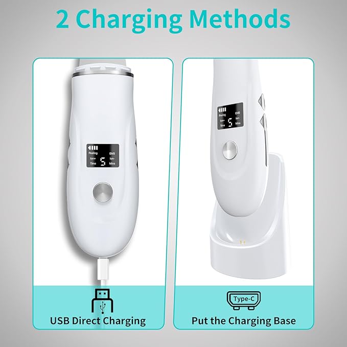 Face Scrubber Skin Spatula - Blackhead Remover Deep Cleansing Tool for Pore Extraction, 4-in-1 Fast Charging Dock Blackhead Remover Face Spatula for Facial Skincare Women Gift (White)